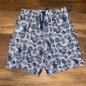 CANYON CREEK Blue Leaves Cargo Swim Trunks Mens Size XL NWT